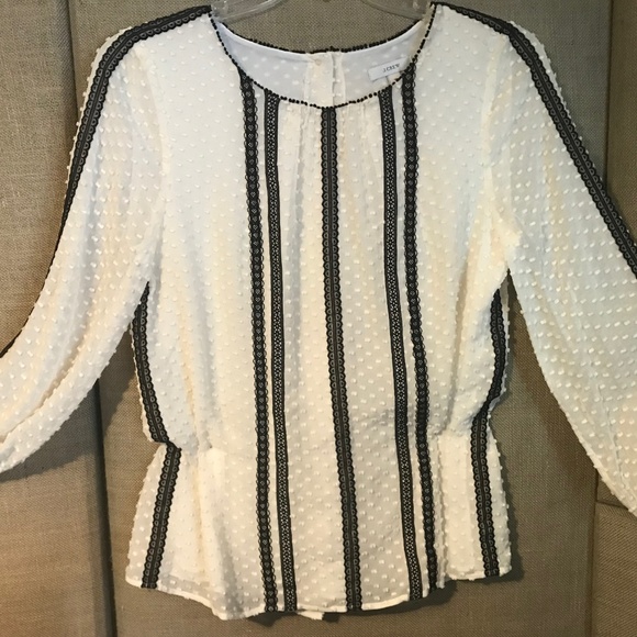 J Crew silk chiffon creme loose blouse - Picture 4 of 6